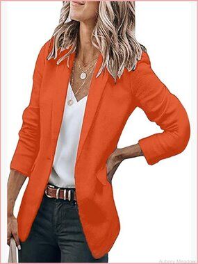 Long Sleeve Button Blazer Jacket Loose Fit Work Office Coat